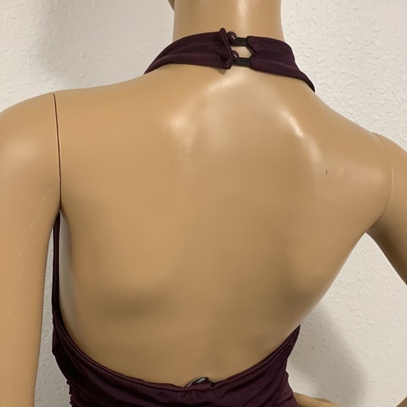 Charlotte Russe Plum Purple Fitted Asymmetrical Halter Mini Dress Size M - Picture 5 of 8